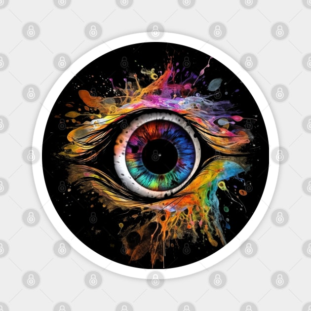 Colourful Eye In A Black Sky Magnet by TooplesArt